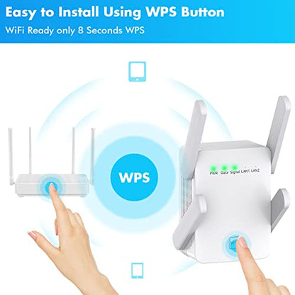 MEESTORY WiFi Extenders Signal Booster for Home, Extender, 2023 Newest and Amplifier up to 8470Sq.ft, Internet Booster, Repeater with Ethernet Port & Access Point, 1-Tap Setup, 2.4GHz, Green
