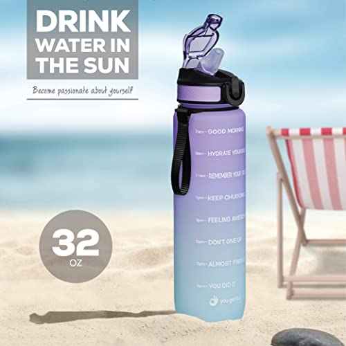YOU GOT THIS LIVING Motivational Sports Water Bottle with Spout & Carry Handle, 32 oz/1L Water Bottle, One Hand Click Open, Achieve All-Day Hydration SpillProof,BPA FREE