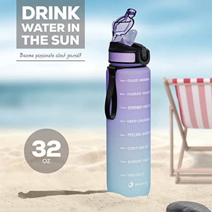 YOU GOT THIS LIVING Motivational Sports Water Bottle with Spout & Carry Handle, 32 oz/1L Water Bottle, One Hand Click Open, Achieve All-Day Hydration SpillProof,BPA FREE