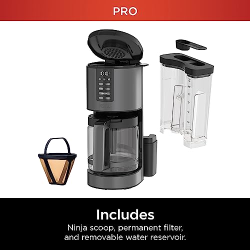 Ninja DCM201BK Programmable XL 14-Cup Coffee Maker PRO, 14-Cup Glass Carafe, Freshness Timer, with Permanent Filter, Black Stainless Steel