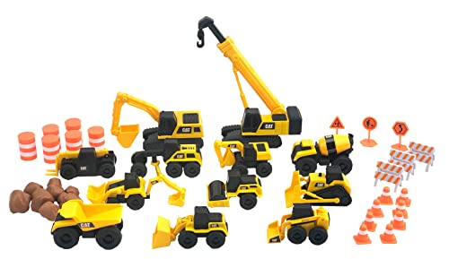 CatToysOfficial CAT Little Machines Mega Activity Playset w/ 41 Pieces, XL Crane/Excavator & Construction Site Accessories - Kids Toys 3+
