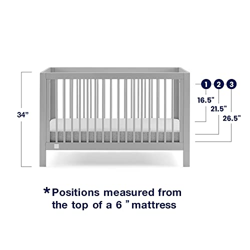 babyGap by Delta Children Charlie 6-in-1 Convertible Crib TrueSleep Crib and Toddler Mattress Legacy 3 Drawer Dresser (Bundle), Grey