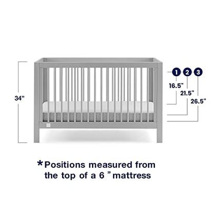 babyGap by Delta Children Charlie 6-in-1 Convertible Crib TrueSleep Crib and Toddler Mattress Legacy 3 Drawer Dresser (Bundle), Grey