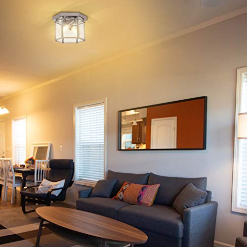 Sea Gull Lighting 7647-962 Bretton Two-Light Ceiling Flush Mount Fixture, Brushed Nickel Finish
