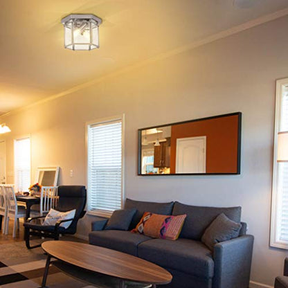 Sea Gull Lighting 7647-962 Bretton Two-Light Ceiling Flush Mount Fixture, Brushed Nickel Finish