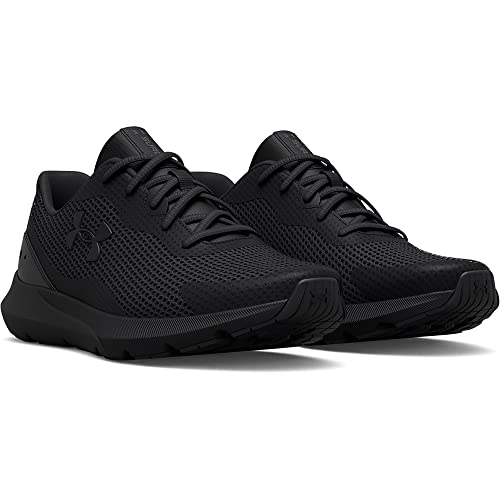Under Armour Men's Surge 3 Road Running Shoe, (002) Black/Black/Black, 10