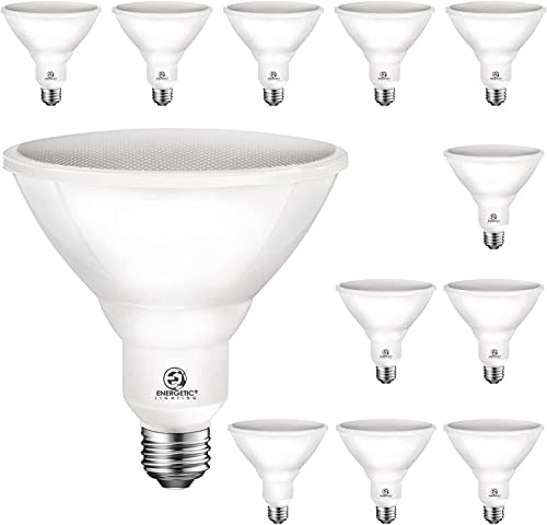 Energetic 1250LM Outdoor 12PK Par38 Led Flood Light Bulb, 5000K Daylight, 100W, Dimmable, CRI90, E26 Base, Waterproof Led Spotlight Bulb, UL Listed