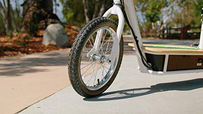 EcoSmart Metro Electric Scooter – Padded Seat, Wide Bamboo Deck, 16" Air-Filled Tires, 500w High-Torque Motor, Up to 18 mph, 12-Mile Range, Rear-Wheel Drive