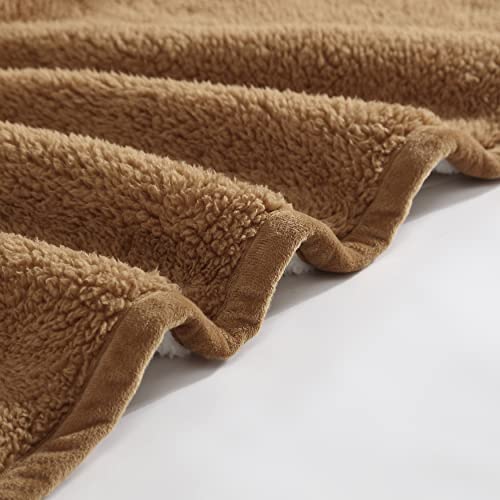 Eddie Bauer - Throw Blanket, Ultra Soft Plush Sherpa Home Decor, Reversible Bi-Colored Bedding (Solid Brown/Ivory, 50" x 60")