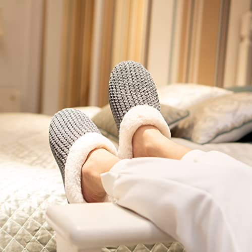 WateLves Women's Slippers Comfort Memory Foam Coral Fleece Slippers Plush Lining House Shoes for Indoor & Outdoor (Dark Gray, S)