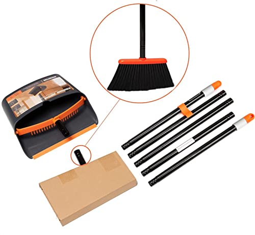 Broom and Dustpan with 52" Long Handle for Home Kitchen Room Office Lobby Floor Use Upright Stand Up Set