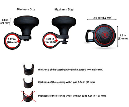 Fouring BL Adjustable Steering Wheel Knob Spinner - Universal Non-Slip Fit, ABS & Silicone Matte Finish Suicide Knob with Metal Ball Bearing & Easy Installation-Suitable for Cars, Trucks etc