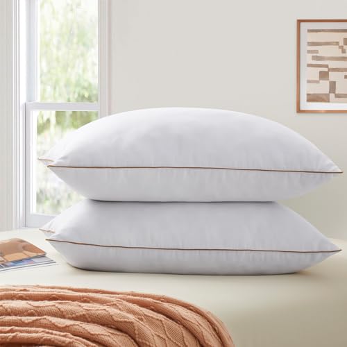 Bafode Bed Pillows Feather and Polyesterfor Sleeping 2 Pack Standrad Size Set of 2 for Sleeping White Pillow Insert Soft Hotel Pillows 20x26