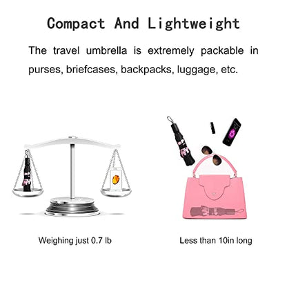 LLanxiry Umbrella Small Compact Travel Umbrellas for Rain Mini Folding Portable Windproof Umbrella for Man/Women