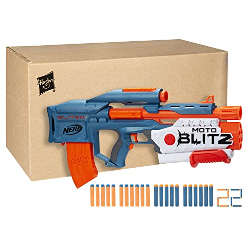 NERF Elite 2.0 Motoblitz Blaster with Scope, Motorized 10-Dart Blasting, Airblitz 6 Darts, Outdoor Toys for 8 Year Old Boys & Girls
