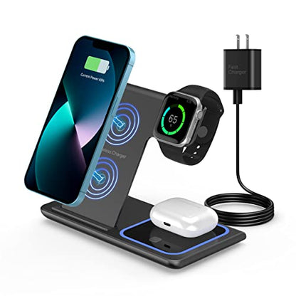 RUI MAI LAI 3 in 1 Wireless Charger Station for iPhone, iWatch, AirPods - Charges iPhone 13/12/11 Pro/Pro Max, iWatch 7/6/SE/5/4/3/2, AirPods 3/2/Pro