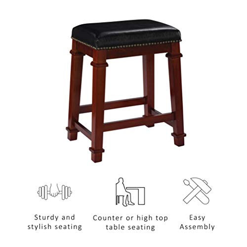 Linon Kennedy Backless PU Counter Stool, Black
