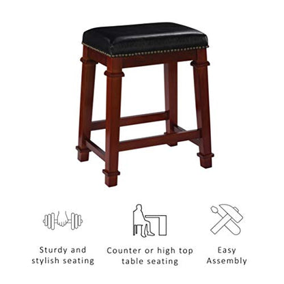 Linon Kennedy Backless PU Counter Stool, Black