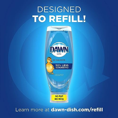 Dawn Dish Soap Squeeze Bottle, EZ-Squeeze Dawn Dishwashing Liquid, Dawn Dish Soap Liquid, Dish Washing Liquid + Non-Scratch Sponges for Dishes, Original, Includes 3x22oz Bottles + 2 Sponges