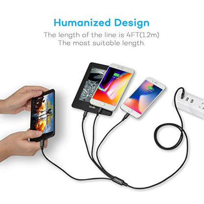 SEIPOG 4 in1 Multi Charger Cable Nylon Braided, 3A 4FT Universal Chargers for All Devices with Type-C/Micro USB Port, USB Charging Cable for All Cell Phones and More (Black, 2Pack)