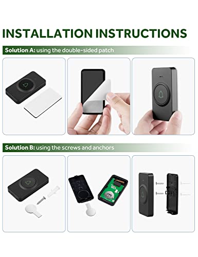 AVANTEK Wireless Doorbell, Mini CB-11 Waterproof Doorbell Chime Operating at 1000 Feet with 52 Melodies, 5 Volume Levels & LED Flash