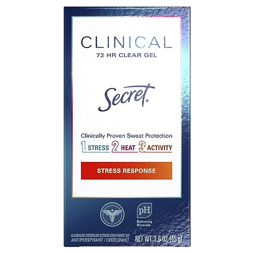 Secret Clinical Strength Antiperspirant Deodorant for Women, Stress Response Clear Gel, 1.6 Oz (Pack of 3)