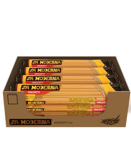 La Moderna Spaghetti Pasta, Noodles, Durum Wheat, Protein, Fiber, Vitamins, 7 Oz, Pack of 20