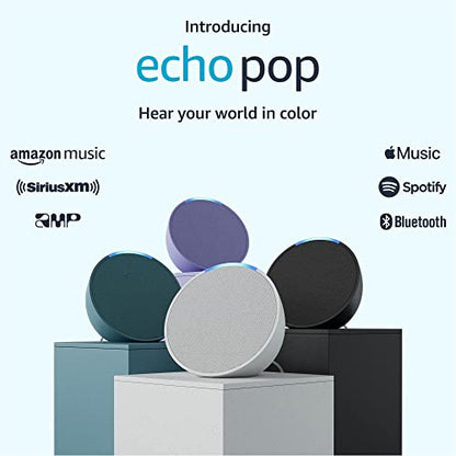Introducing Echo Pop | Full sound compact smart speaker with Alexa | Glacier White