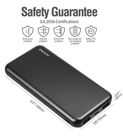 ENEGON 2-Pack Portable Charger Power Bank 10000mAh, The Phone Charger Battery with USB C Input and Dual USB Output for iPhone 14, iPad, Galaxy S22, Pixel, Tablets and etc