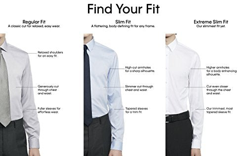 Calvin Klein Men's Dress Shirt Slim Fit Non Iron Herringbone, White, 15.5" Neck 32"-33" Sleeve (Medium), Point Collar