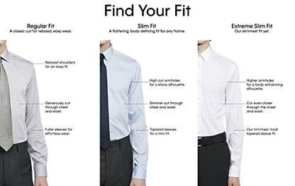 Calvin Klein Men's Dress Shirt Slim Fit Non Iron Herringbone, White, 15.5" Neck 32"-33" Sleeve (Medium), Point Collar