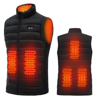 MEXITOP Lightweight Heated Vest for Men/Women, Outdoor Water/Wind Resistant Outerwear Vests with 10000mAh Large Capacity Battery Pack, Black