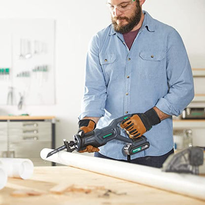 Amazon Brand - Denali by SKIL 20V Cordless Drill, Reciprocating Saw, Circular Saw, and Work Light with (2) 2.0Ah Lithium Batteries, 2.4A Charger, and Carry Bag