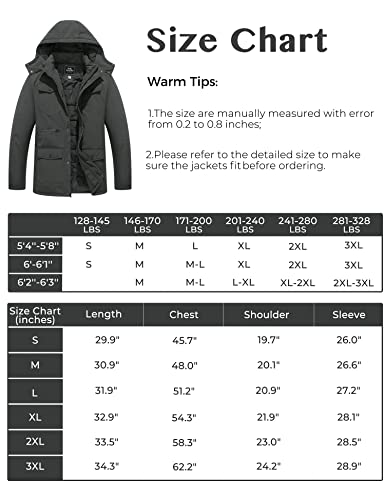 Ampake Men's Thicken Puffer Coats Parka Winter Jackets With Removable Hood (Grey,L)