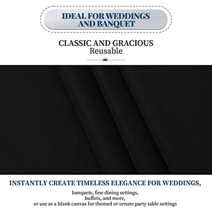 4 Pack 70 x 144 Inch Tablecloth, Black Polyester Tablecloth for 6 Ft Rectangle Tables,Stain and Wrinkle Resistant Washable Fabric Table Cloth for Wedding Party Dining Buffet Parties and Camping