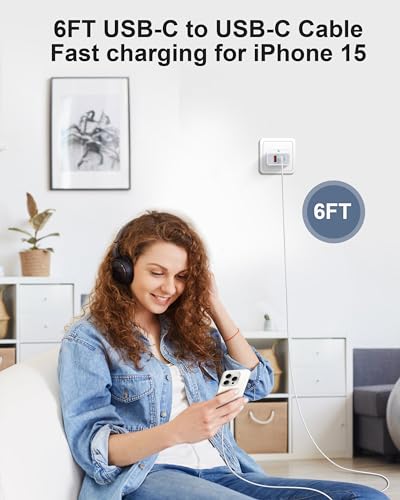 20W USB C Fast Charger for iPhone 15/15 Plus/15 Pro/15 Pro Max, iPad Pro/Air/Mini, AirPods Pro, 3-Pack Dual Port USB C Wall Charger Power Adapter Type C Fast Charging Block with 6FT USB C to C Cable