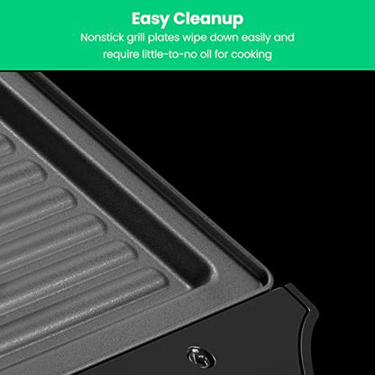 Chefman Portable Compact Grill, Dual Use Panini Press, Sandwich Maker, Electric Grill Griddle, Nonstick, Electric Indoor Grill, Countertop Panini Maker with Cord Storage, Locking Lid, Indicator Lights