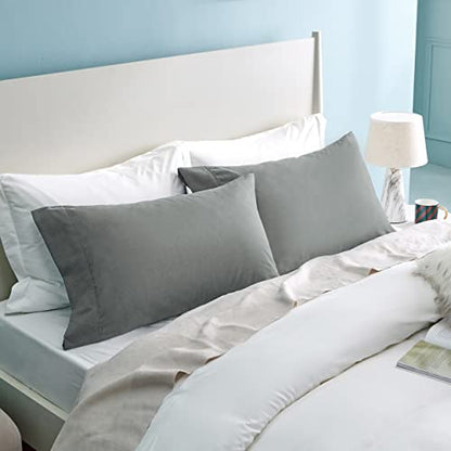 Bedsure Queen Pillow Cases Set of 2 - Dark Grey Brushed Microfiber Pillowcase 2 Pack, Super Soft and Cozy Pillow Case Covers with Envelop Closure, 20x30 Inches