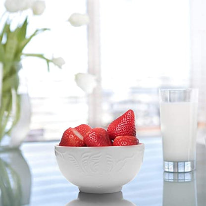 amhomel Cereal Bowls Set of 10 with Embossed Texture, Small Soup Bowls, 11 Ounce Porcelain Deep Bowls for Ice Cream Dessert and Condiment, Lead-Free, Dishwasher & Microwave Safe - White, 4.5 Inch