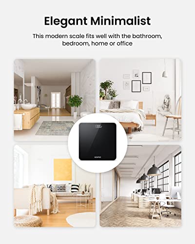 RENPHO Digital Bathroom Scale, Highly Accurate Core 1S Body Weight Scale with Lighted LED Display, Round Corner Design(11"/280mm, Black)