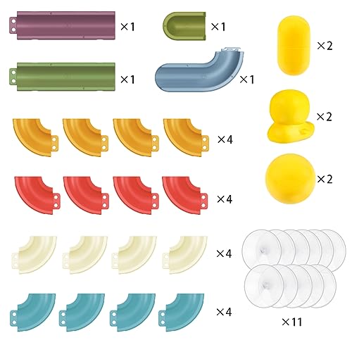 Bath Toys Water Ball Track for Kids for Wall Bathtub Toy Slide for Toddlers 3 4 5 6 Years 37 Pcs DIY Take Apart Set Shower Gift for Children