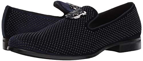 Stacy Adams Mens Swagger Studded Ornament Slip-on Driving Style Loafer, Navy, 9