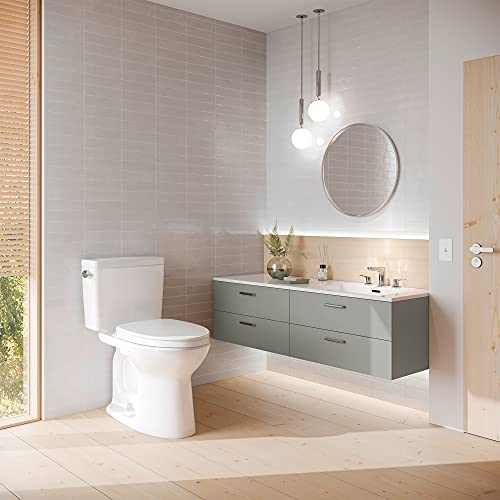 TOTO Drake Two-Piece Elongated 1.6 GPF Universal Height TORNADO FLUSH Toilet with CEFIONTECT, Cotton White - CST776CSFG#01
