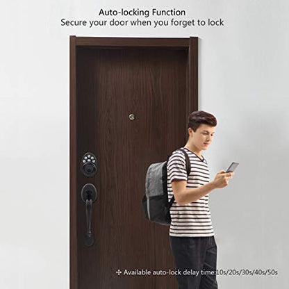 Signstek Front Door Lock Set,Keyless Entry Door Lock with Handle,Electronic Keypad Deadbolt,Smart Locks for Front Door (Oil Rubbed Bronze Plus)