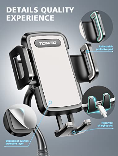 TOPGO Cup Holder Phone Holder, [No Shaking & Height-Adjustable Pole] Car Cup Holder Phone Mount, Cell Phone Cradle for iPhone iPhone 14 and More Smart Phone(Grey)