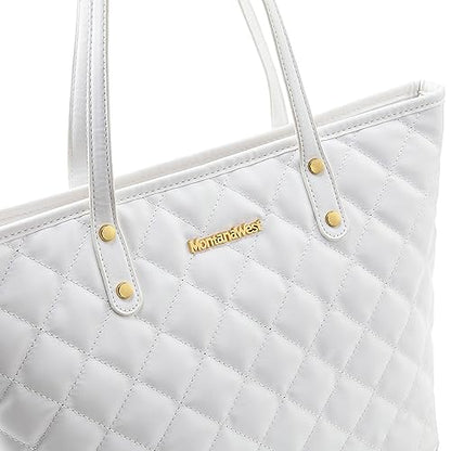 Montana West Quilted Handbag for Women Tote Purse Shoulder Bag Large Fashion Hobo Purse MWC-084BWT