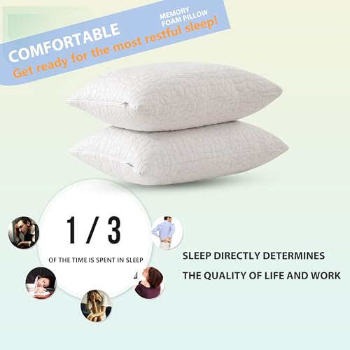 RGTIME Shredded Memory Foam Pillows, King Size Set of 2,Adjustable Bed Pillows for Side Back Stomach Sleepers,Comfy Cooling Pillows for Sleeping with Washable Cover…