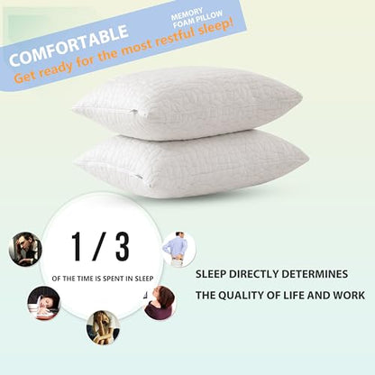 RGTIME Shredded Memory Foam Pillows, King Size Set of 2,Adjustable Bed Pillows for Side Back Stomach Sleepers,Comfy Cooling Pillows for Sleeping with Washable Cover…