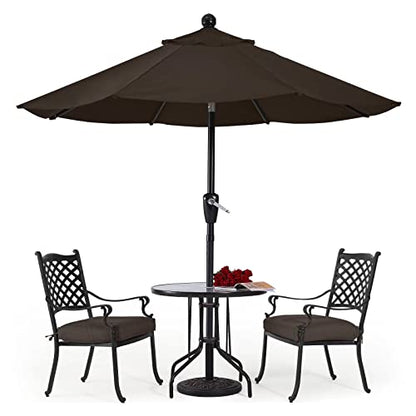 ABCCANOPY 10FT Patio Umbrella - Outdoor Waterproof Table Umbrella with Push Button Tilt and Crank, 8 Ribs UV Protection Pool Umbrella for Garden, Lawn, Deck & Backyard (Brown)