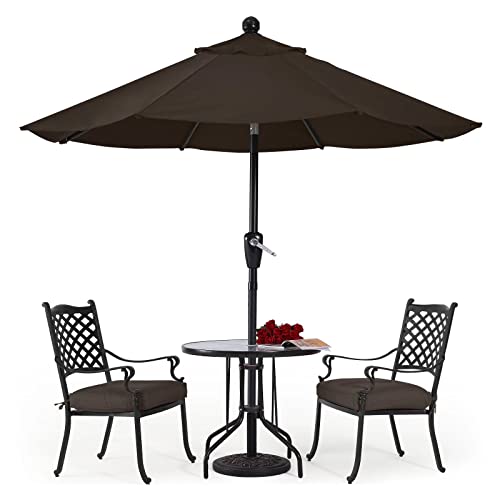 ABCCANOPY 10FT Patio Umbrella - Outdoor Waterproof Table Umbrella with Push Button Tilt and Crank, 8 Ribs UV Protection Pool Umbrella for Garden, Lawn, Deck & Backyard (Brown)